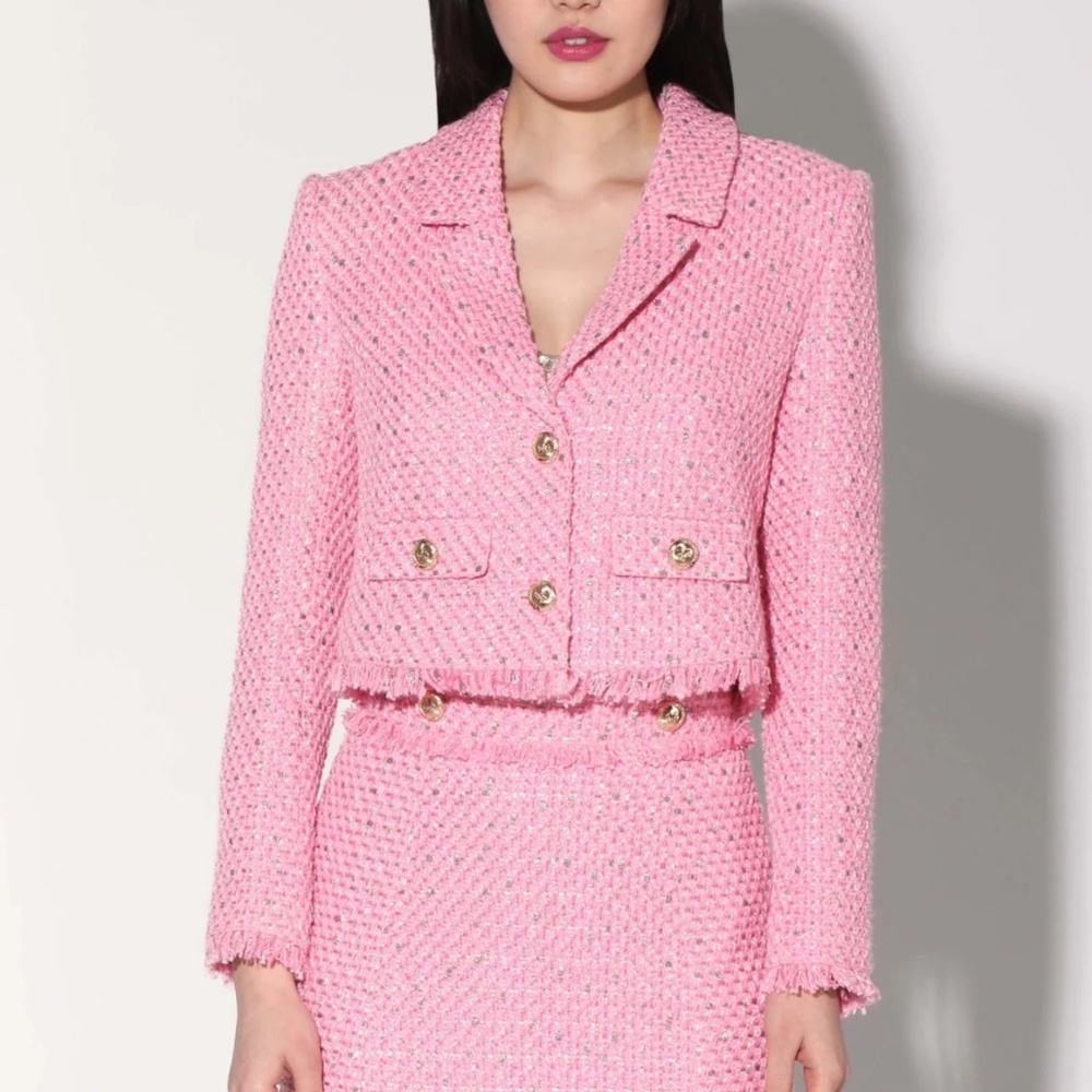 Walter Baker Paris Pink Tweed Lyona Jacket Sz M